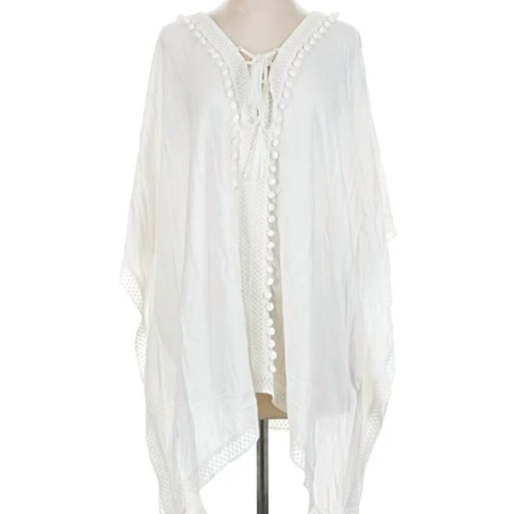 Bindya New York Boho White Swim Coverup Tunic Dress O/S